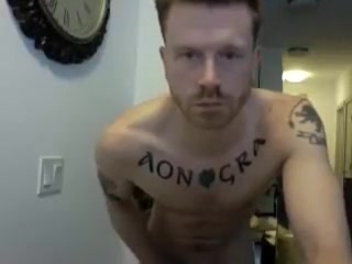 hunky tat man in shower