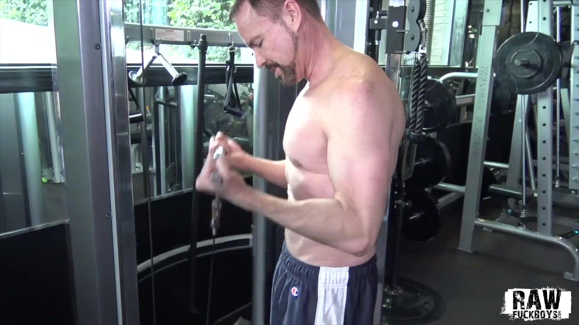 Step daddy Jerks Off Dick Solo After Workout