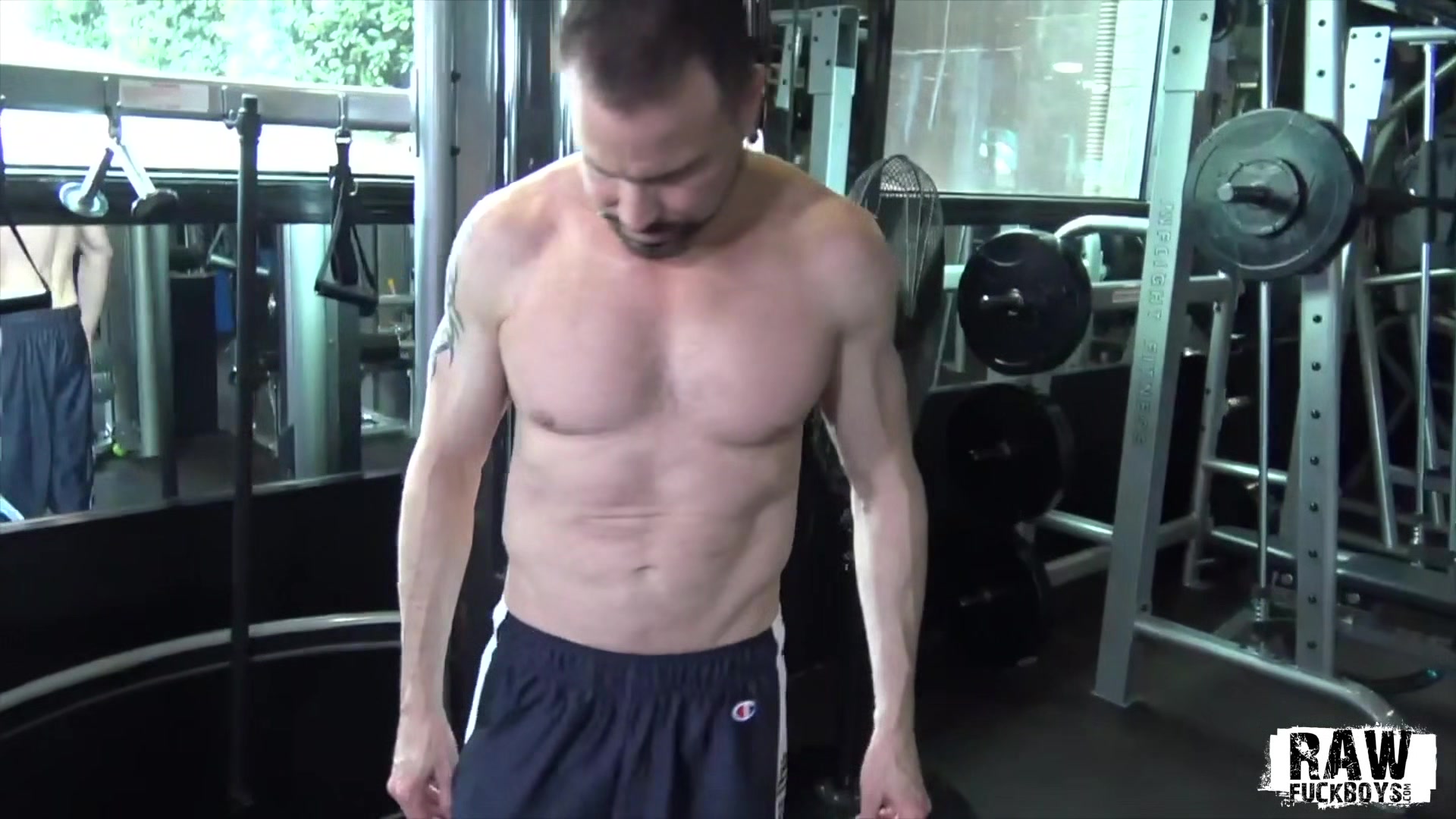 Step daddy Jerks Off Dick Solo After Workout