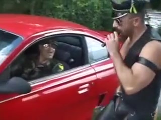 Army and leather man