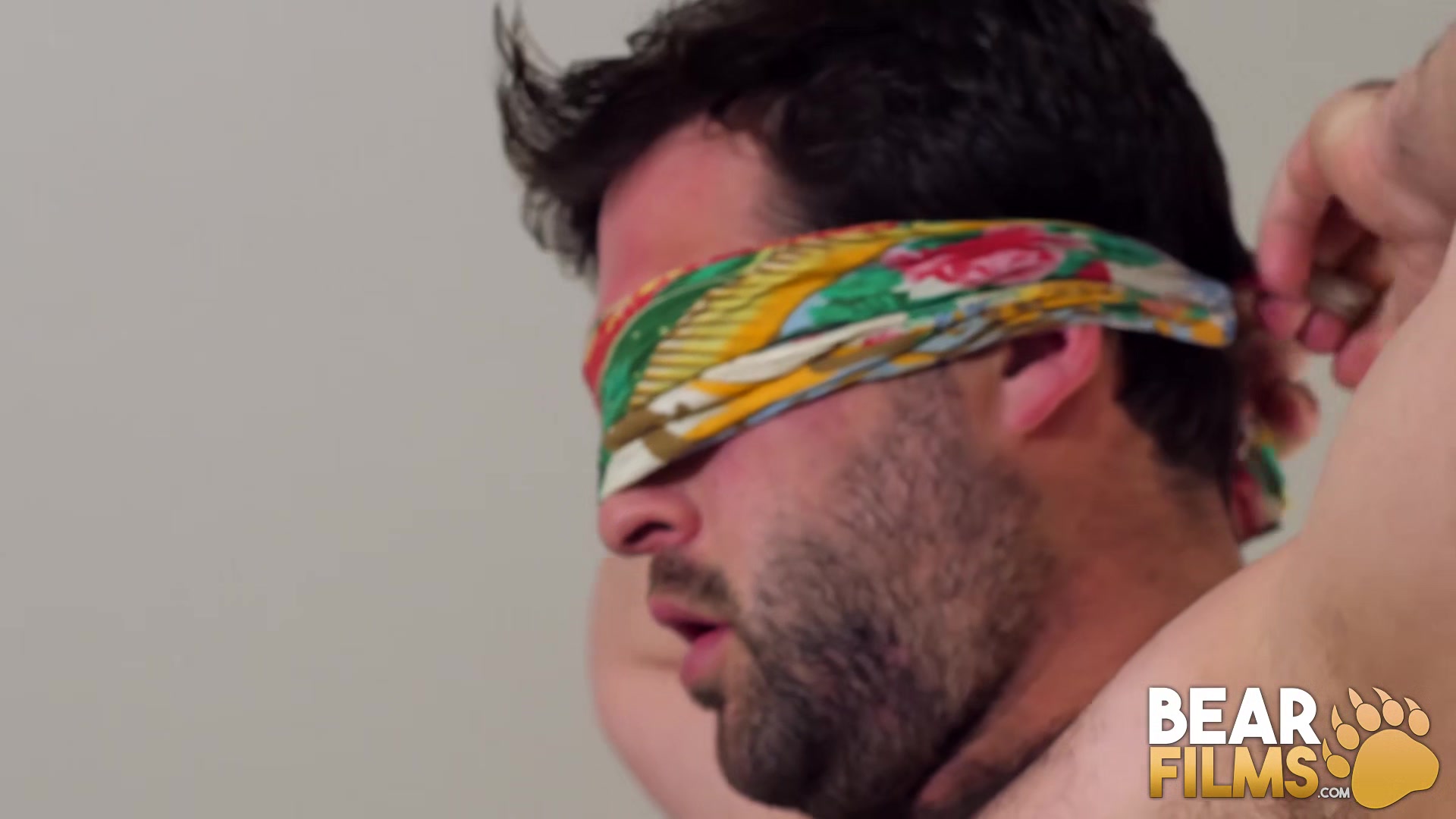 BEARFILMS Blindfolded Gay Bear Avi Strider Masturbates Solo