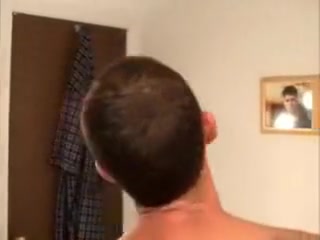 Hot gay stud wanks off after a shower