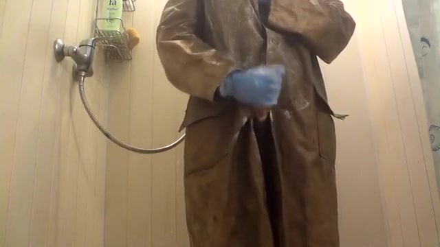 Raincoat in shower