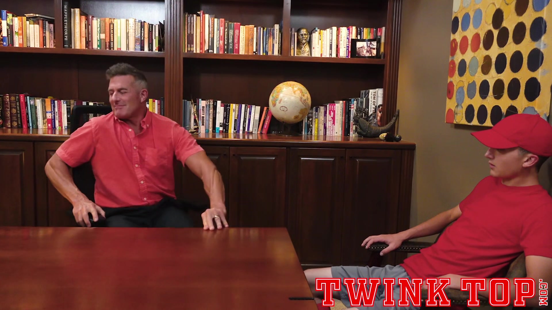 TwinkTop - Jack Andram barebacks Matthew Figata on school office desk