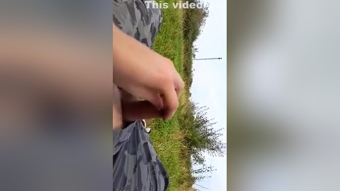Public stroke in park with army panties