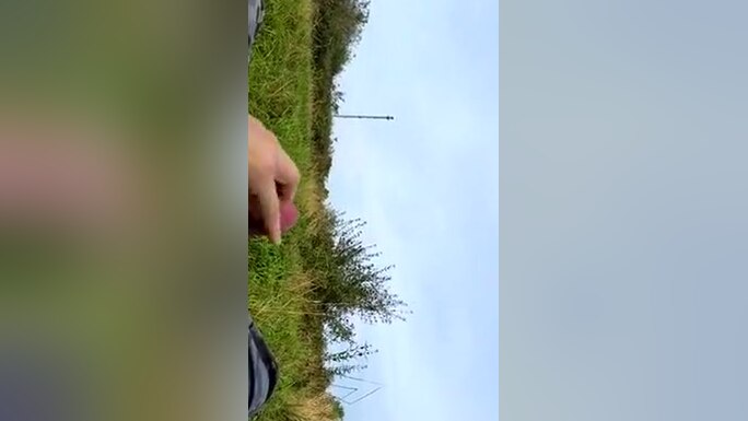 Public stroke in park with army panties