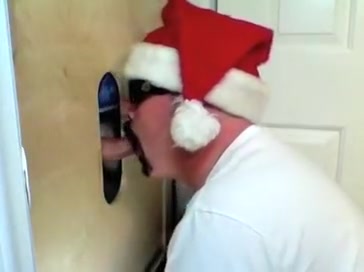 Gloryhole Buddy Cums to Feed Santa