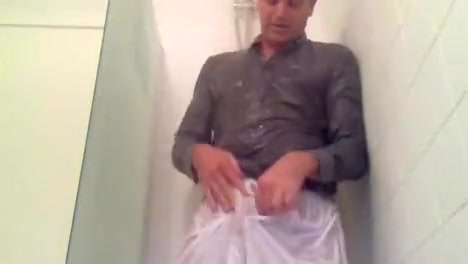 Jeans, Shirt & White Boxers Wank in Shower