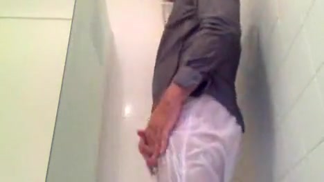 Jeans, Shirt & White Boxers Wank in Shower