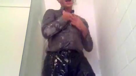 Jeans, Shirt & White Boxers Wank in Shower