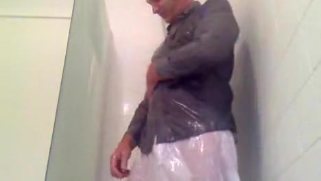 Jeans, Shirt & White Boxers Wank in Shower