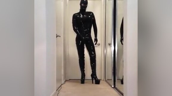 Walking and Posing in Kinky Slutty Boots and Full Rubber