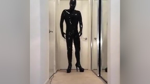 Walking and Posing in Kinky Slutty Boots and Full Rubber