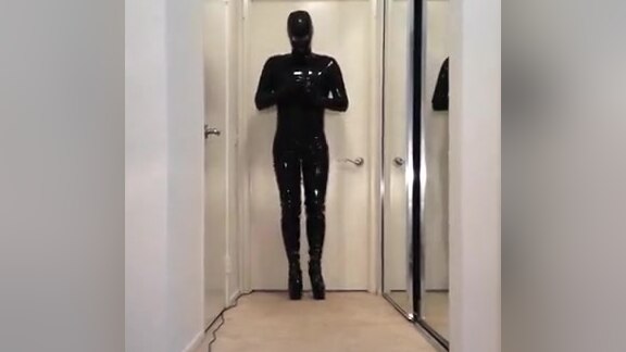 Walking and Posing in Kinky Slutty Boots and Full Rubber