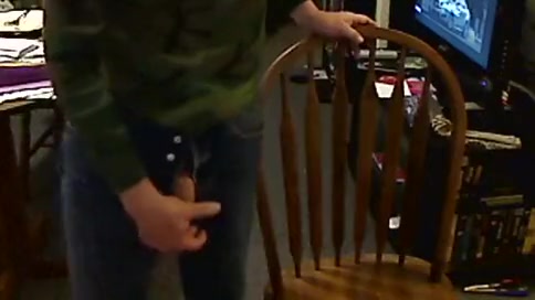 Jeans, army shirt and cock