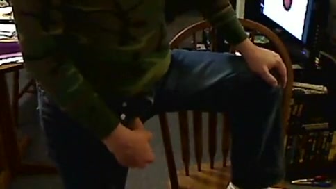 Jeans, army shirt and cock