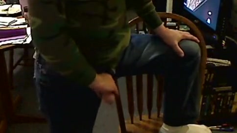 Jeans, army shirt and cock