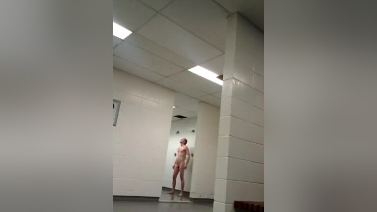 My little bitch take a shower at the locker room
