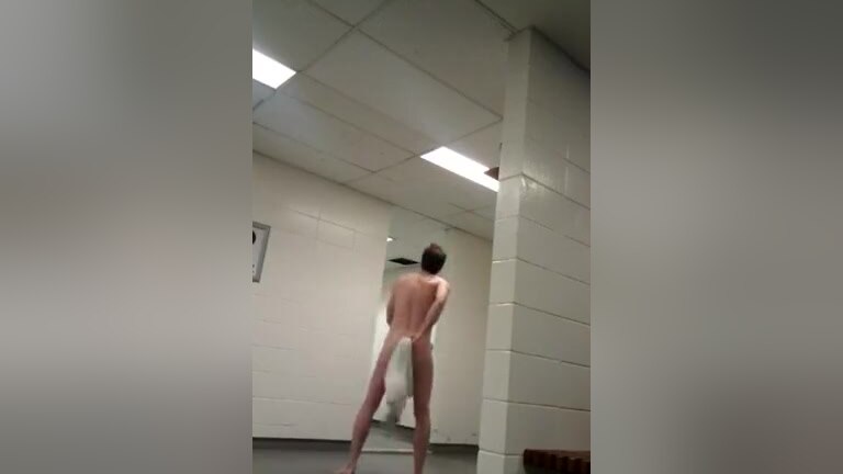 My little bitch take a shower at the locker room