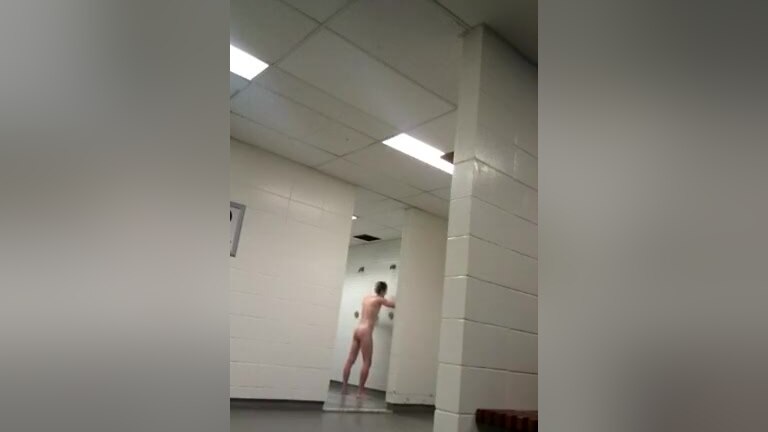 My little bitch take a shower at the locker room