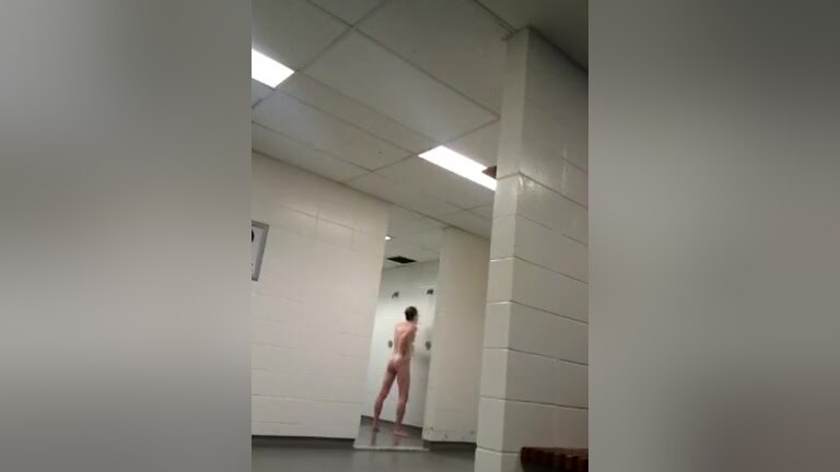 My little bitch take a shower at the locker room