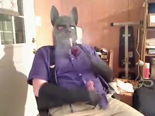 Office wolf enjoys a pipe and jacks-off