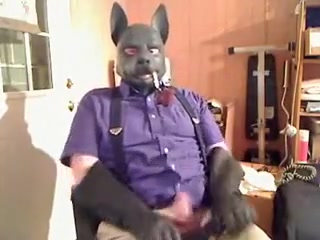 Office wolf enjoys a pipe and jacks-off