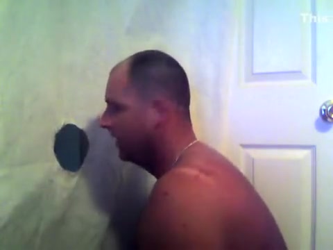 Glory hole blow job and jerk off