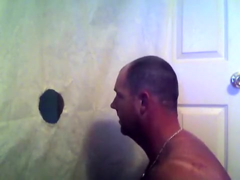 Glory hole blow job and jerk off