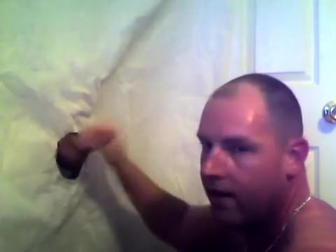 Glory hole blow job and jerk off