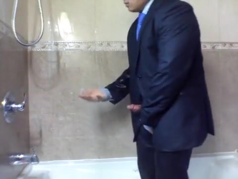 suited shower and cum