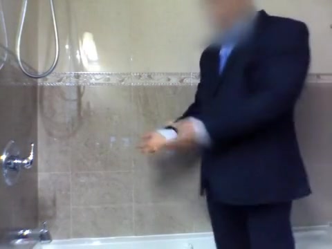 suited shower and cum