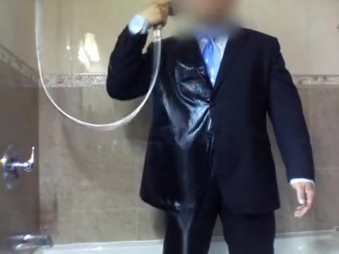 suited shower and cum