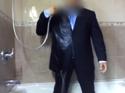 suited shower and cum
