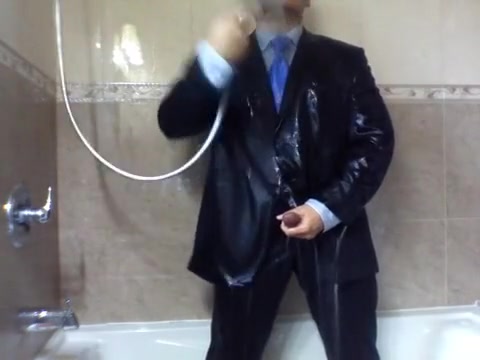 suited shower and cum
