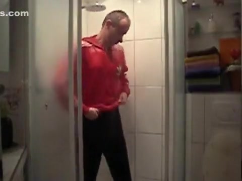 Fully dressed in adidas shower