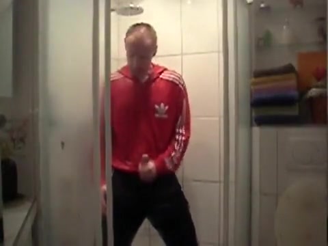 Fully dressed in adidas shower