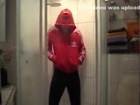Fully dressed in adidas shower