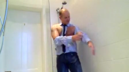 Jerk off and ripped shirt in shower
