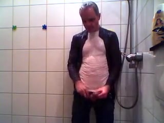 Pee, cum, servitude underneath the shower