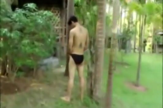 Thai Actor Takes a Shower and Stroking Outdoor