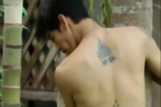 Thai Actor Takes a Shower and Stroking Outdoor