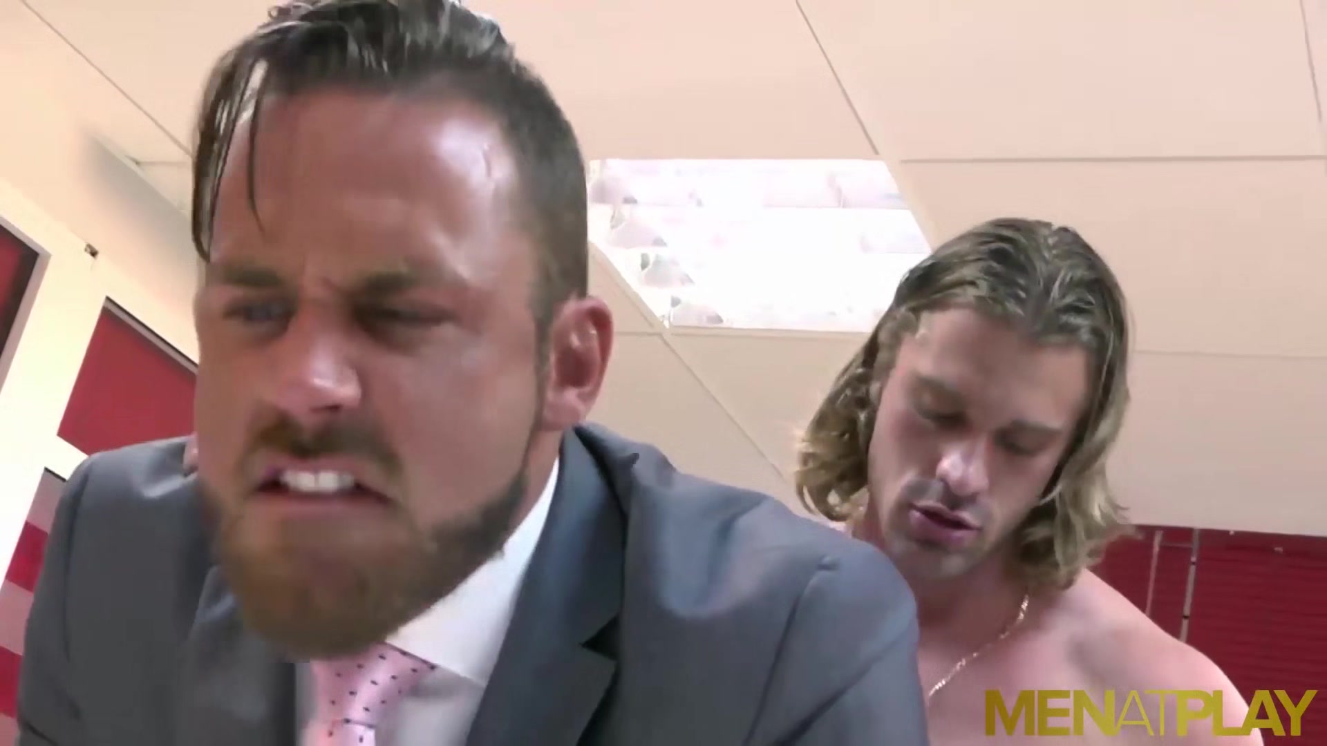 MENATPLAY Blond Hunk Johan Kane Fucks Logan Moore In Office