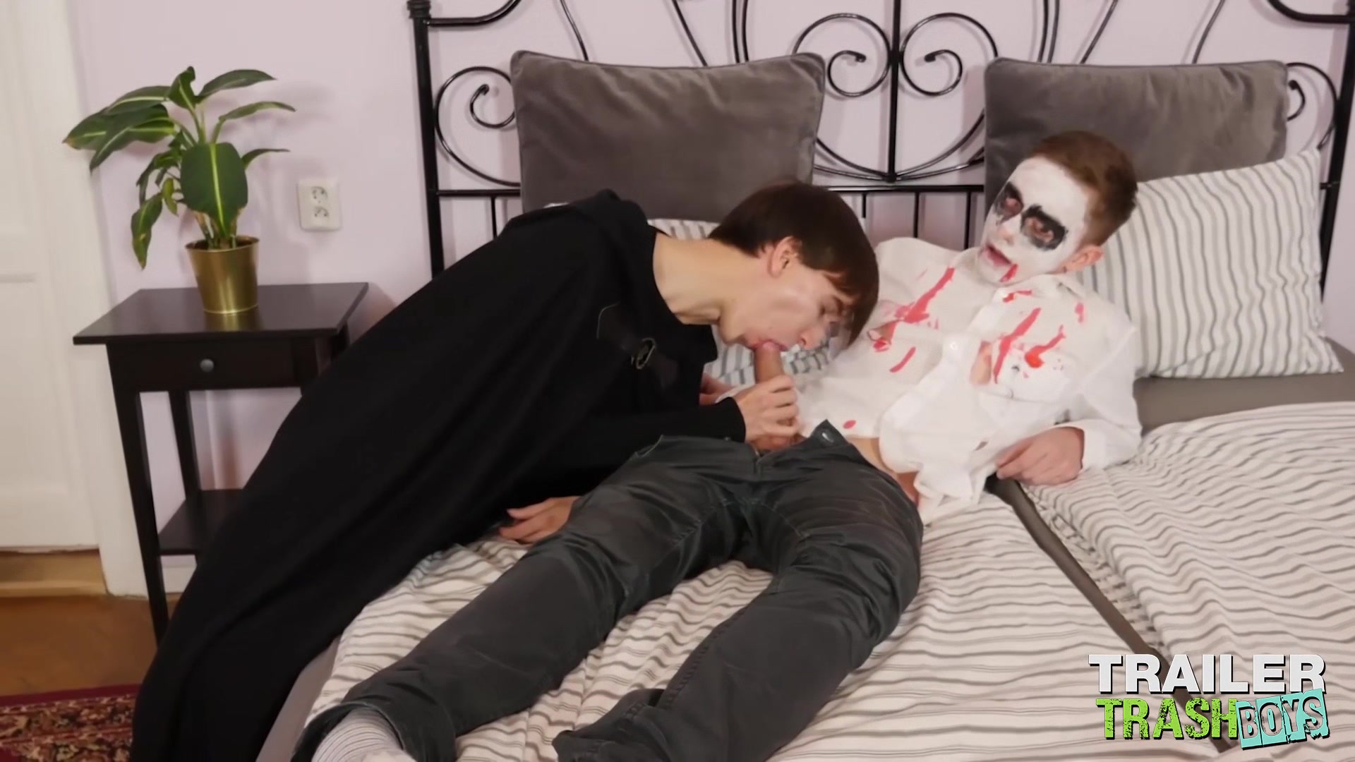 TRAILERTRASHBOYS Costumed Twinks Raw Breed After Blowjob