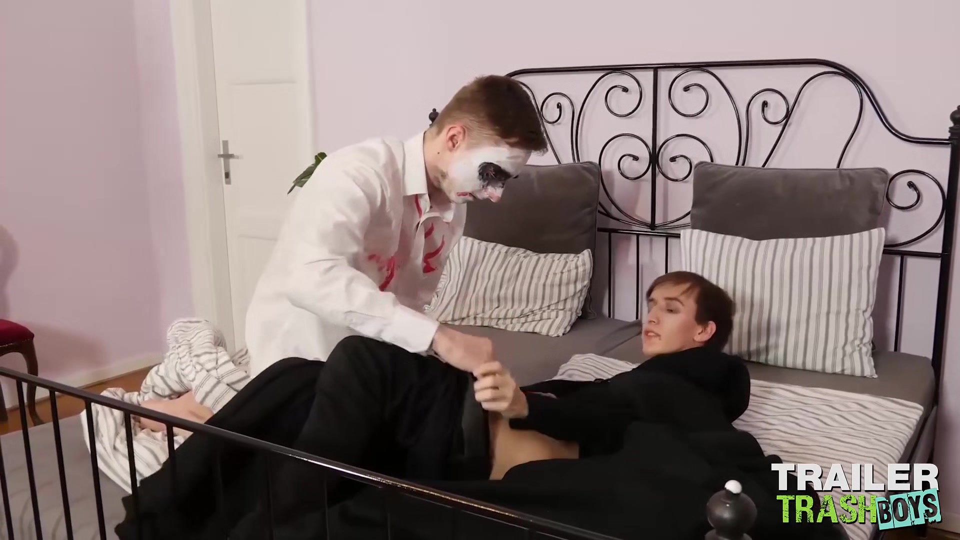 TRAILERTRASHBOYS Costumed Twinks Raw Breed After Blowjob