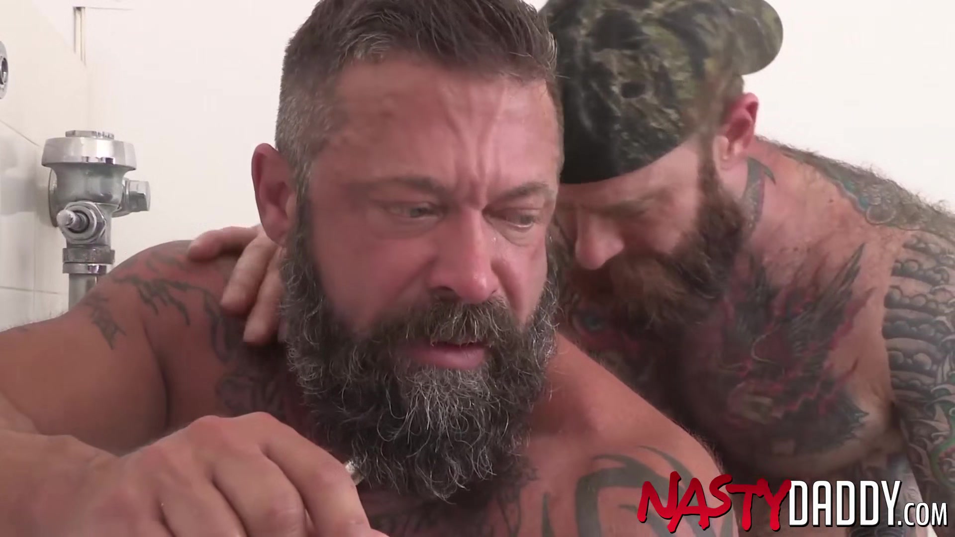 NASTYDADDY Tattooed Step daddy Jack Dixon Barebacks Muscular Bot