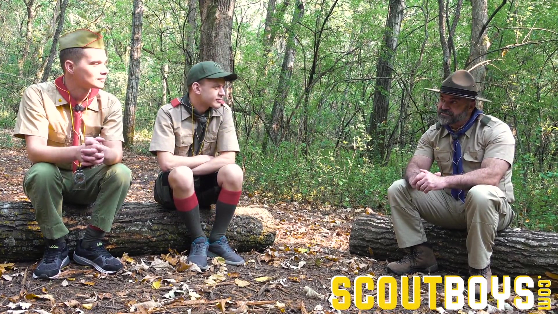 ScoutBoys Muscle bear fucks twink Step sons in the woods