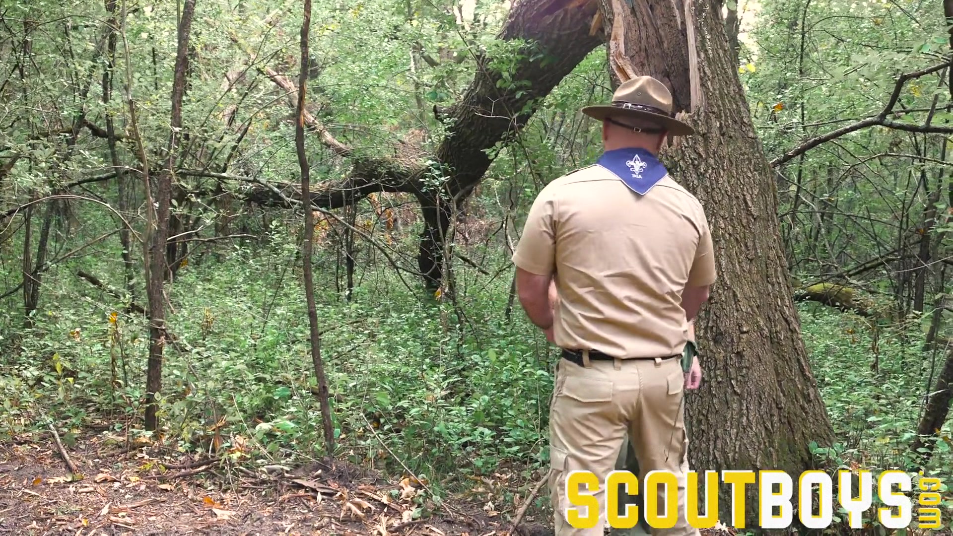 ScoutBoys Muscle bear fucks twink Step sons in the woods