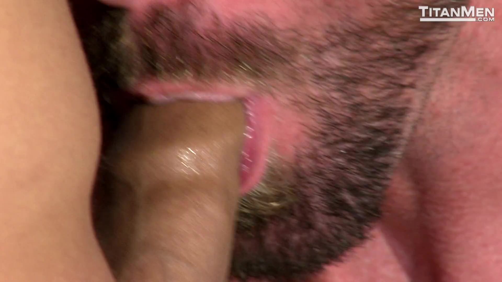 Adam Ramzi gets a trim and some ass from Mitch Vaughn in the barbers chair