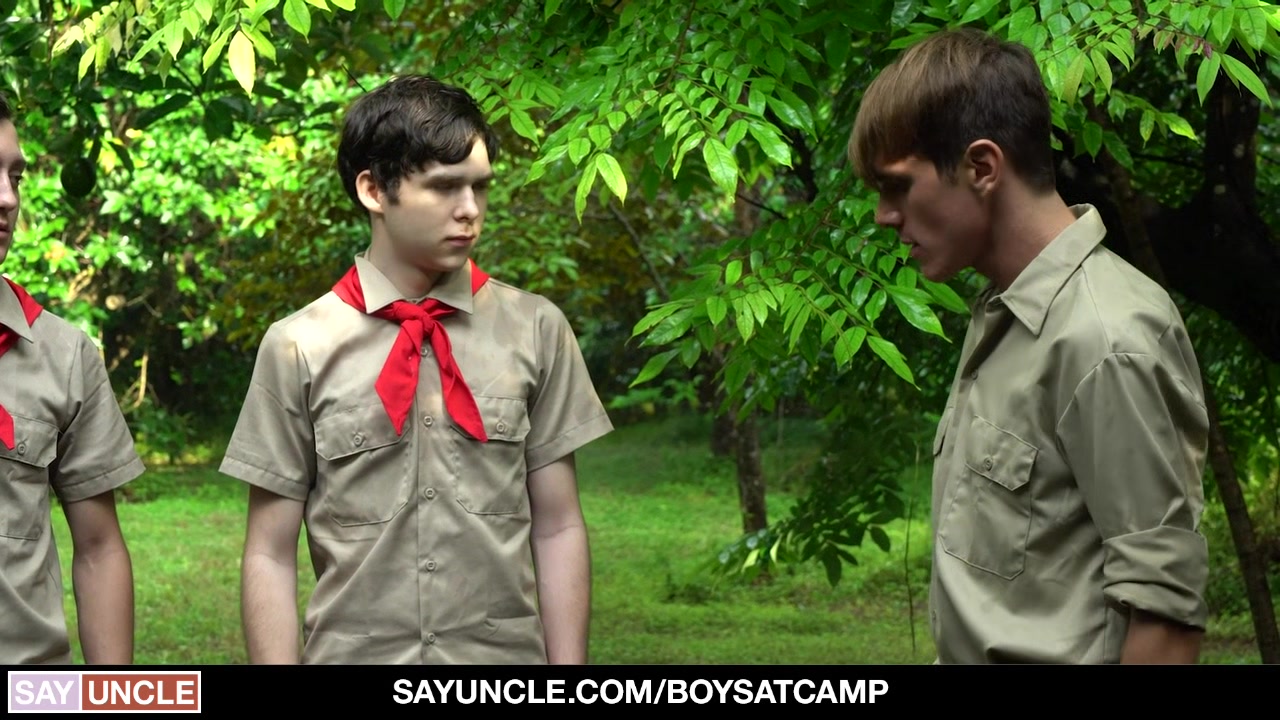 Two Boy Scouts Trying To Earn Their Physical Fitness Merit Badge
